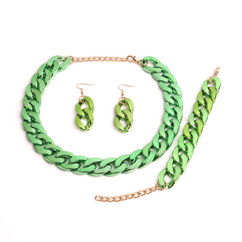 Colorful bright bracelet earrings necklace set temperament woman personality jewelry