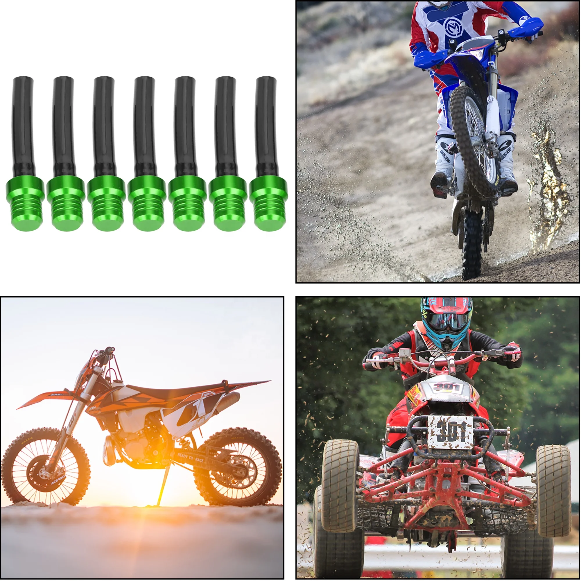 HIAORS 7pcs Green CNC Fuel Gas Tank Breathing Hose Fit 50cc 110cc 150cc SSR125 110 CRF TTR XR XC Lifan Taotao ATV Motorcycle
