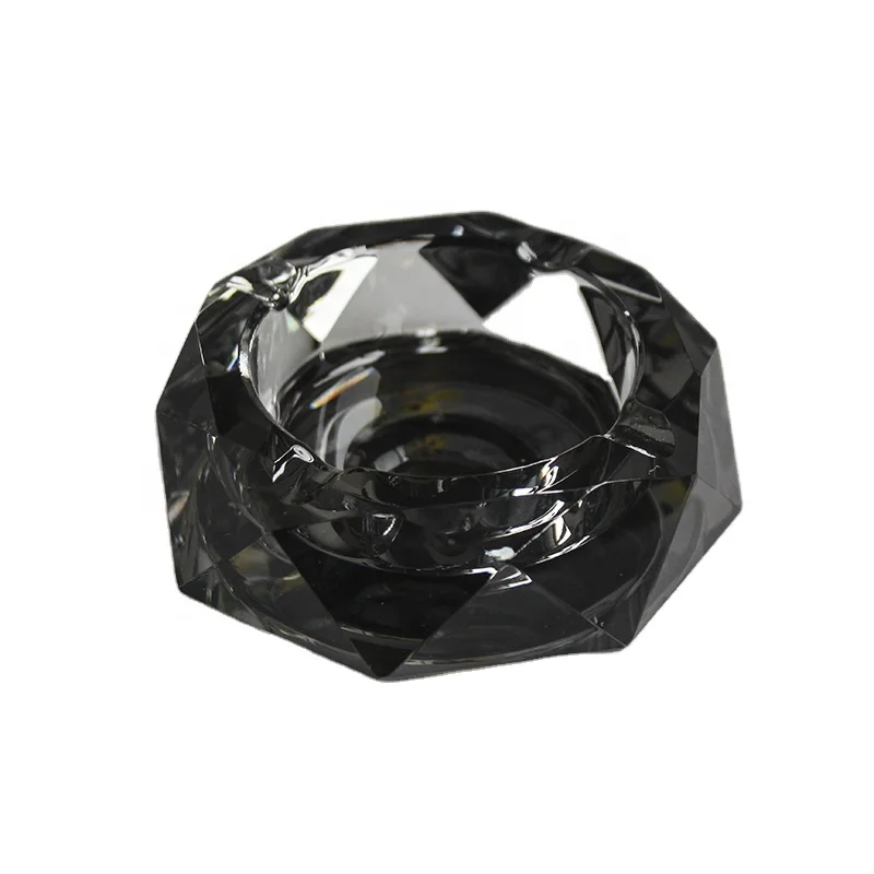 Wholesale Octagonal Cigarette Ashtray Black Crystal Ashtray For Business Gifts