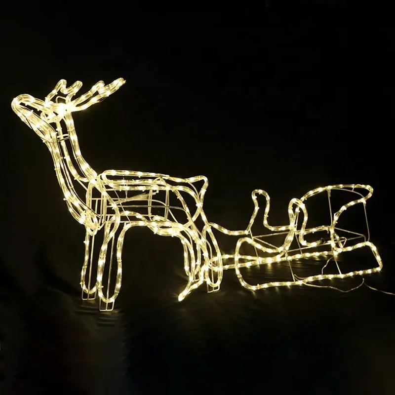 Home Hotel Outdoor Holiday Christmas Lights Reindeer And Sleigh Moving Reindeer Christmas Lamps Christmas Reindeer And Sled