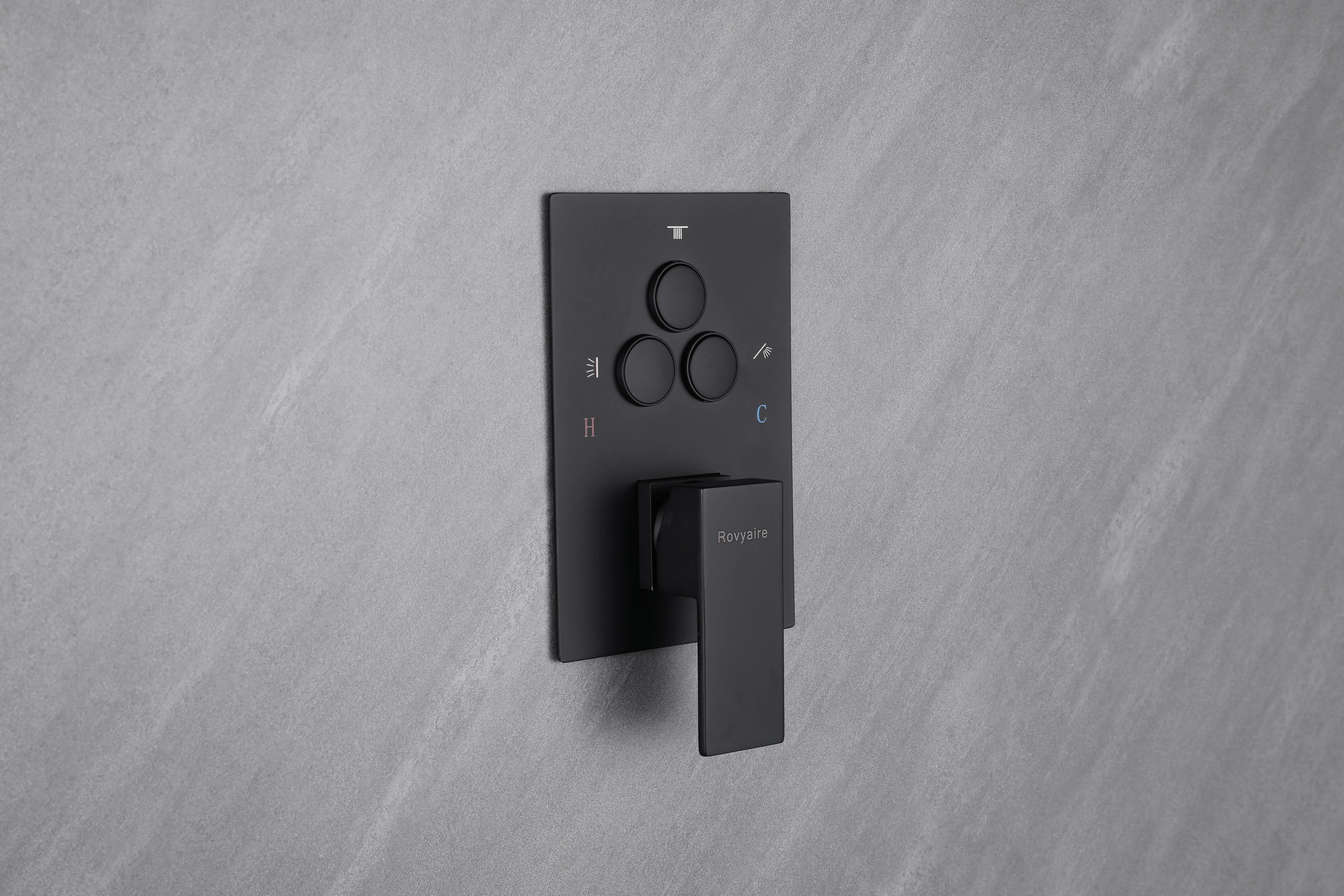Rovyaire black all brass  high end shower mixer concealed 3way hot and cold   valve diverter for rainfall shower system bathroom