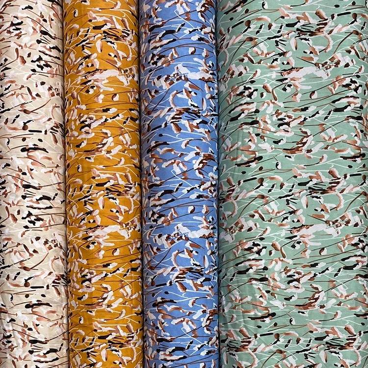 Guangzhou Factory Hot Sale Shirting Flower Print Viscose Rayon Stock Printed Fabric