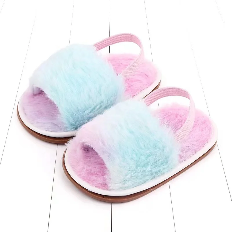 Factory Direct Sale Anti Skid Breathable Warm kids winter Furry girls slippers