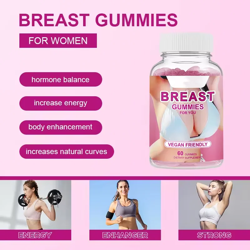 Vitahealthy OEM/ODM private label factory supply natural health products 60 breast enlargement shaped size gummies