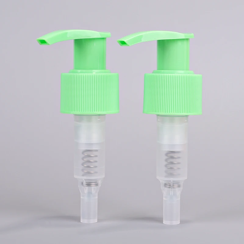 green color lotion pump 24/410 with clip for soap dispenser pump with aluminium ribbed sprayer pump