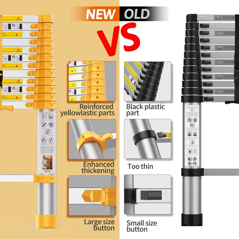 3.8m Retractable Single Telescopic Ladder one side step single aluminium alloy telesteps telescopic ladder