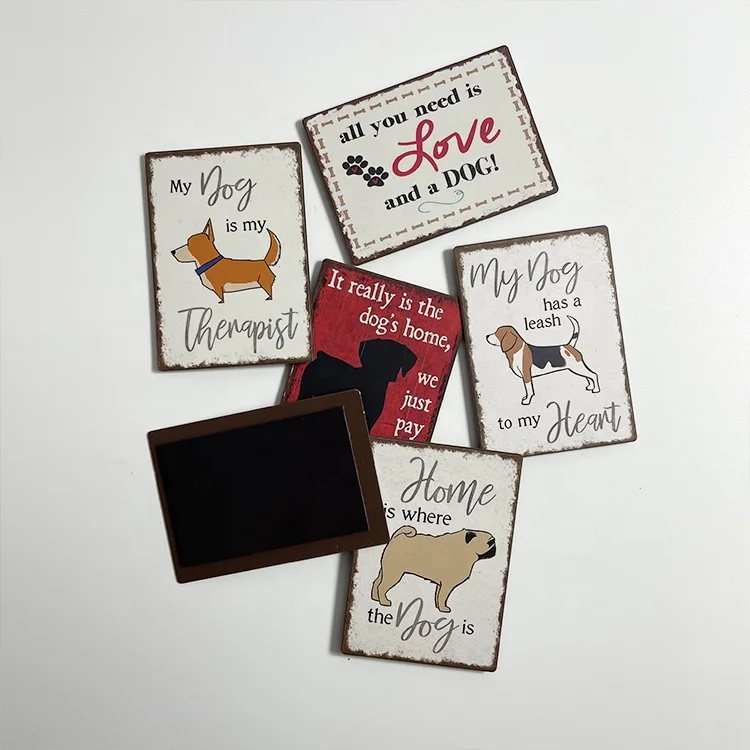 Mini Tin Sign With Magnet For Kitchen Dog Fridge Magnet Retro Metal Fridge Magnet