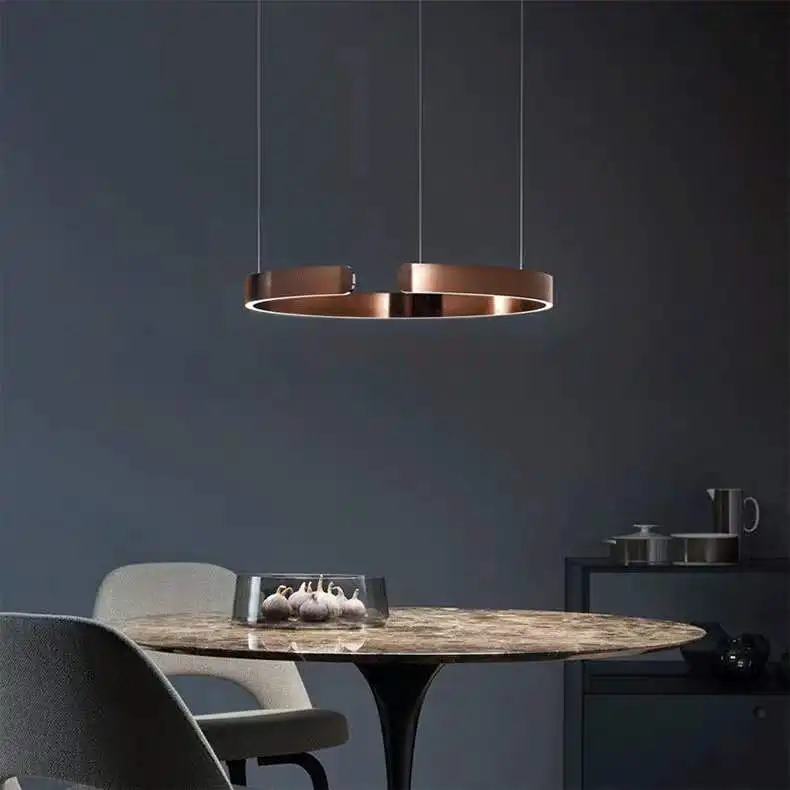 LED Ring Circle Pendant modern stainless steel ring chandelier for ding room restaurant