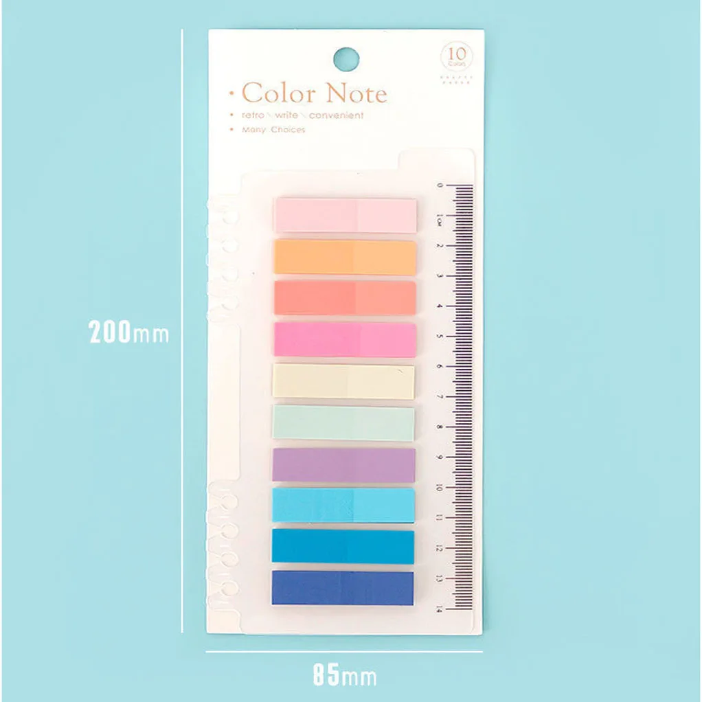 10 Colors Color Note Loose Leaf Index Sticker Transparent Indexing Tabs 200 Pcs