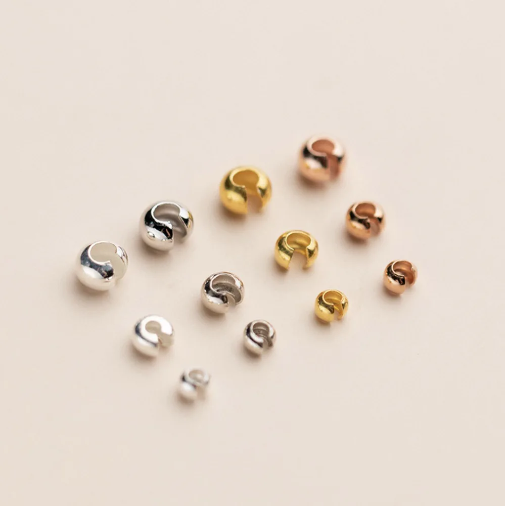 925 Sterling Silver CRIMP COVER beads 3mm 4mm jewellery making finding