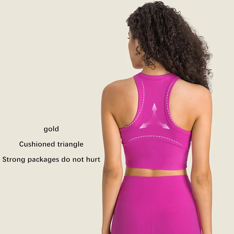 Xsunwing Fashion Sports Bra With High Neck Running Shockproof Yoga Bra Vest Fitness crop Tank Tops Women gym sports bras WDQ001