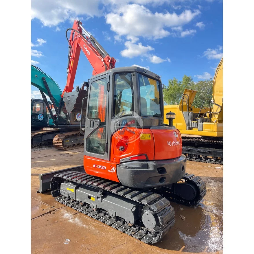 Японский оригинальный экскаватор KUBOTA KX163 Подержанный 5 6-тонный 163 маленький с быстрым соединением и резиновыми гусеницами для продажи