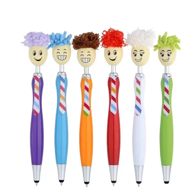 Mop Topper Screen Cleaning pen 2 in 1 Stylus Pen Doll head pen