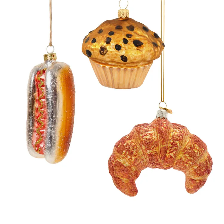 Custom Made Glass Hand Blown Figurines Christmas Ornaments Personalized Hand Painted Fruit Food Ornament Xmas Tree Decoration