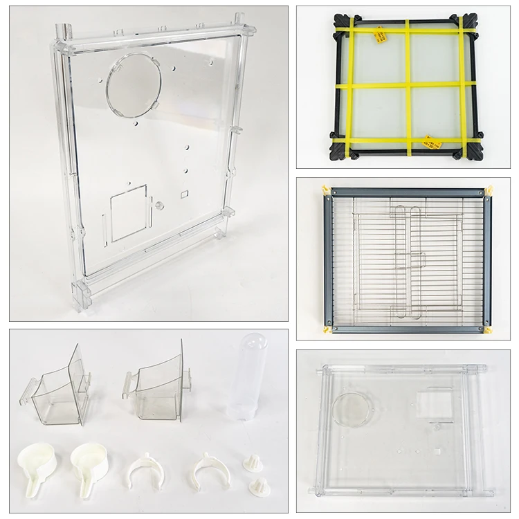 Double bird house foldable portable birdcage window bird feeders acrylic glass parrot cage stainless steel bird cages with stand