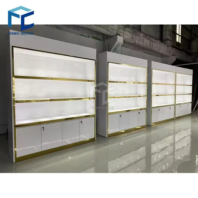 Modern Luxury Mdf Jewelry Shop Furniture Wall Display Shelves Counter Design Jewelri Showcase For Shopping Mall
