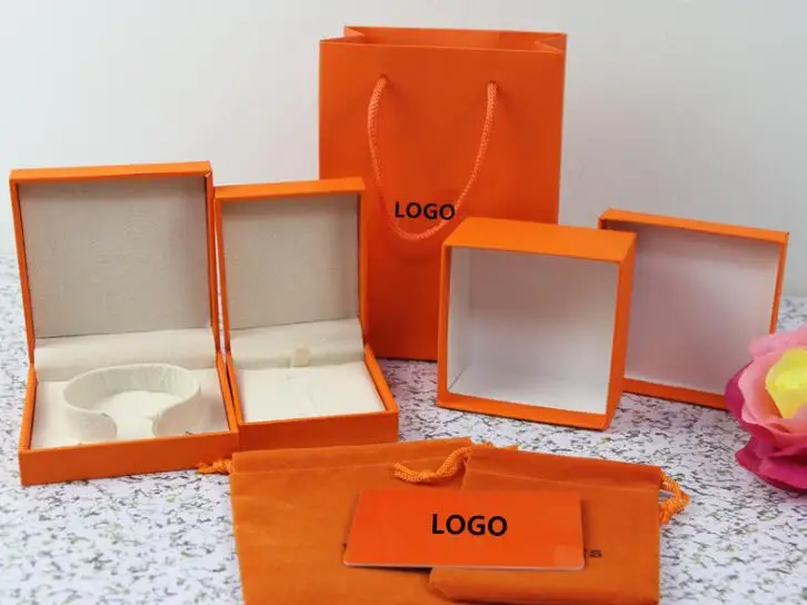 Latest Design Paper Orange Necklaces Rings Bracelets Boxes Wholesale Price Custom Jewelry Box Set