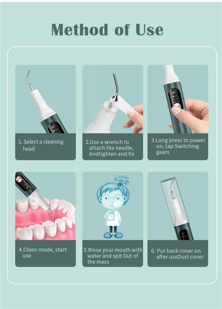 Teeth whitening dental plaque remover for kids adult pet electric ultrasonic dental Calculus Plaque Remover Tool Kit