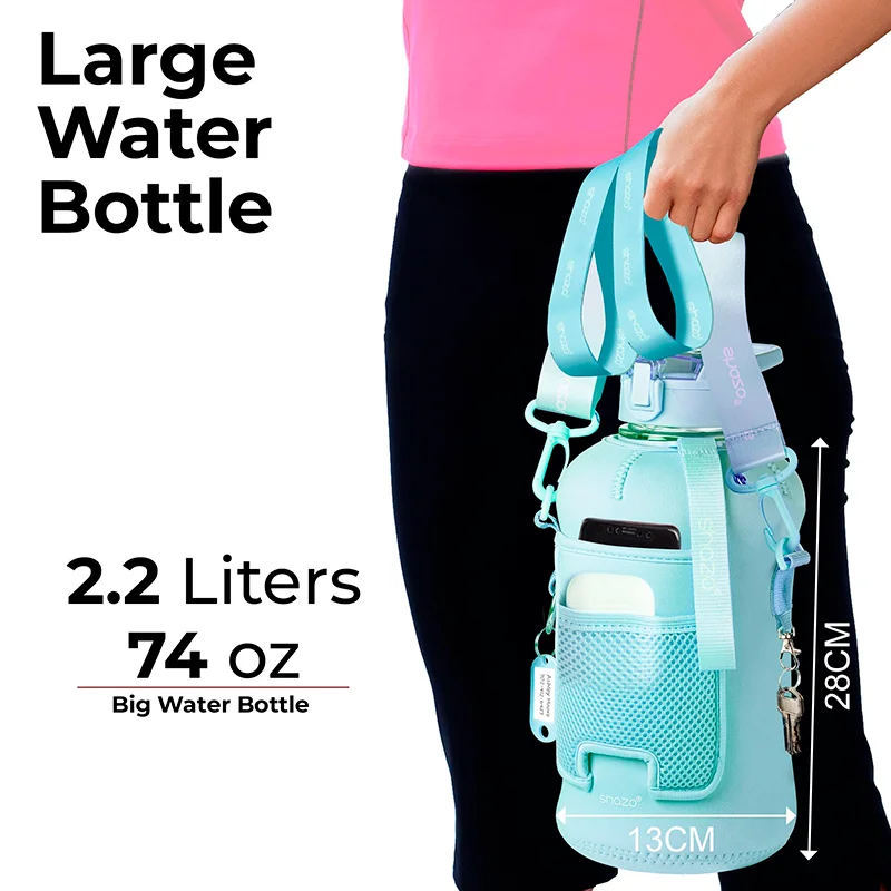 Полгаллон OEM 73oz/2.2L тренажерный зал пластиковая бутылка для воды портативный контейнер с ручкой и рукавом