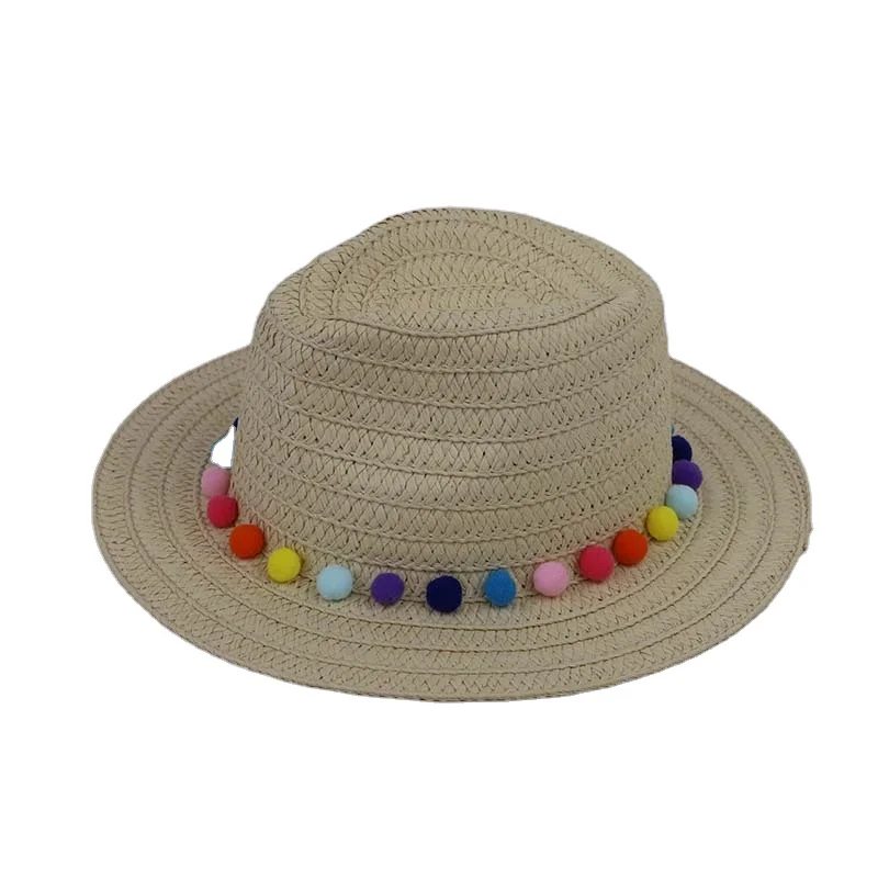 Hot Selling Wholesale Panama Straw Hat With Rainbow Color Decoration Sunshade Bohemian Summer Beach Fedora Hat For Women Adult