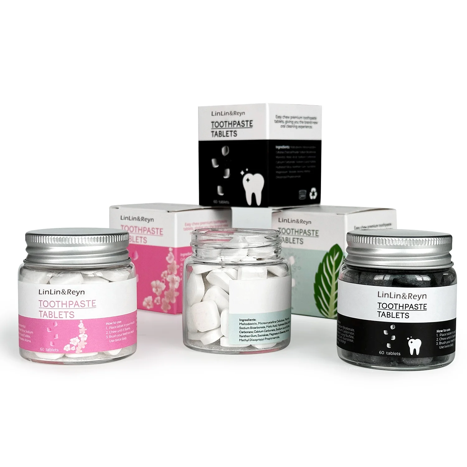 Private Label Zero-waste Eco and Travel Friendly Chewable Solid Toothpaste Tablets