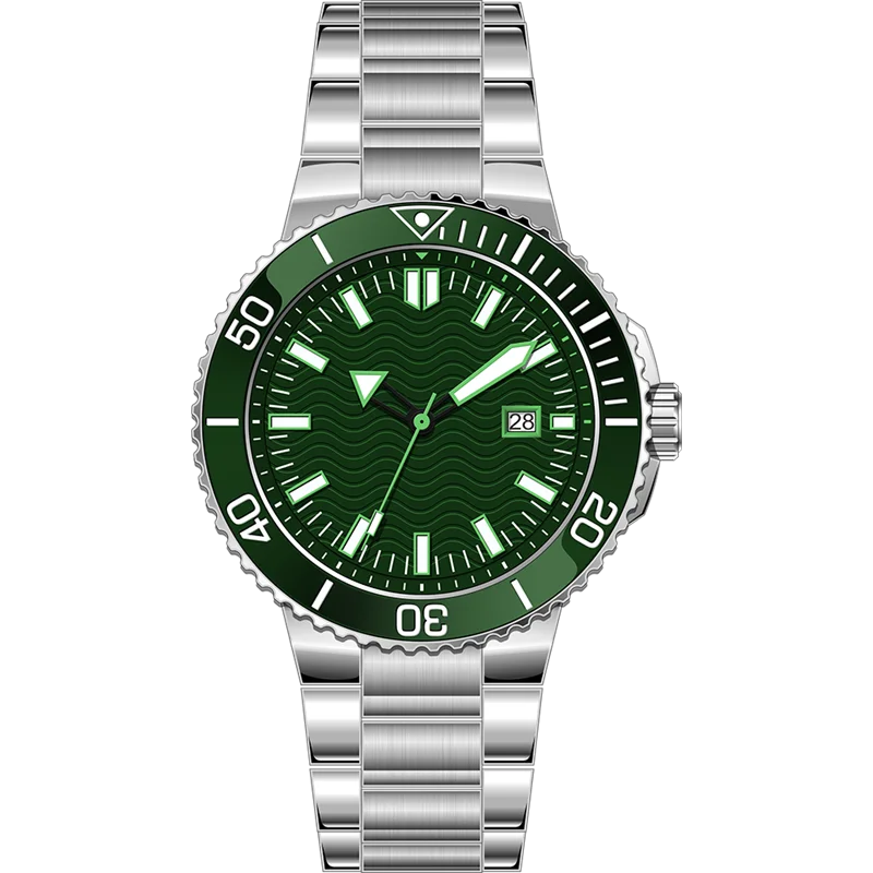 New Customization Nature Green 30ATM Luminous Stainless Steel Dive OEM Mechanical Automatic Movement For Diving Men Wrist Watch