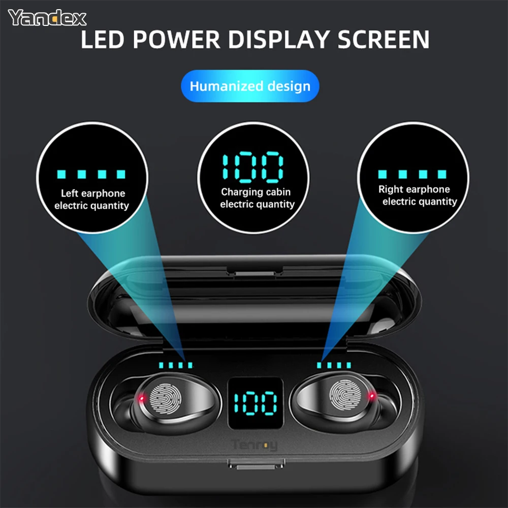 2022 Tws f9 Hifi Sound Quality LED Display Headphone f9 tws  5.0 True Wireless Headset Ear buds