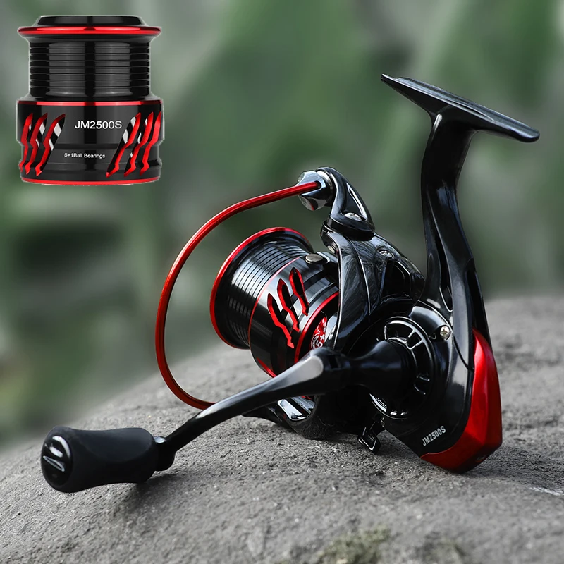 LINNHUE Spinning Reel 6BB JM1000-6000 Spare Deep Shallow Spool 5.1:1 Reel Fishing Suit Sea Saltwater FreshWater Fishing Reel
