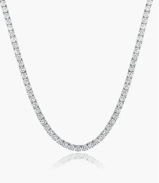 Fashion necklaces jewelry bulk 925 sterling silver white gold plated 4.0mm round cubic zirconia classic tennis Necklace