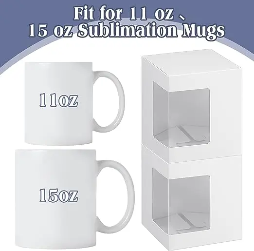 Custom Gift Packaging Box Blank Coffee Mugs White Cups Gift Wrapping Gift Boxes for Sublimation Mugs Transparent