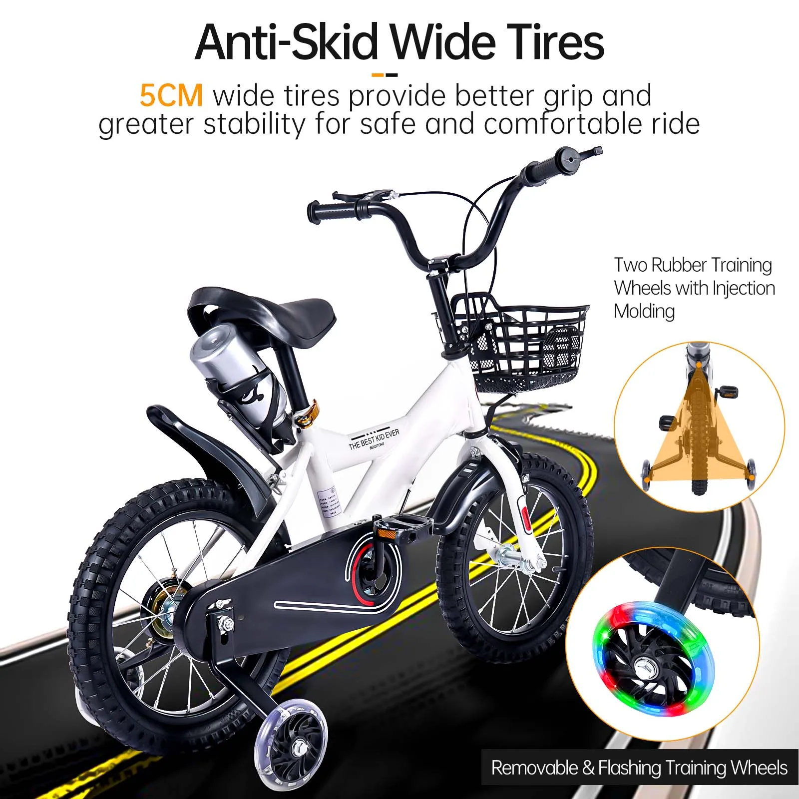 14 inches children bicycles male female baby 3-5 years Front rear double brakes carbon steel kids bicycle with training wheels