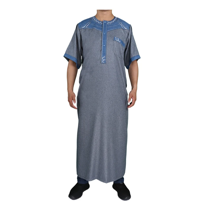 New Fashion Muslim Cotton Made Short Sleeve Jalabiya For Man Size 56-62 Qamis