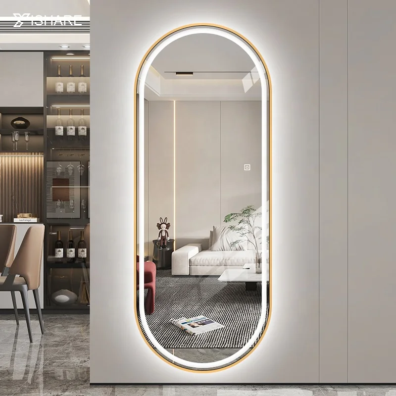 Modern Home Decor Factory Direct Full-Length Body Arched Dressing Wall Hanging Glass Floor Mirror Framed Pattern Bathroom Use