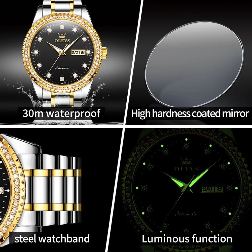 OLEVS 7003 Simple Watch for Men Hot Sale Luxury Diamond Business Men Watches Casual Stainless Steel Male Watch Relogio Masculino
