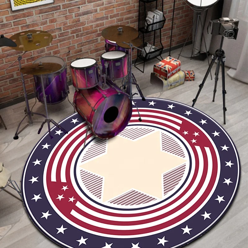 
3D Printed Mat Living room Rug Carpet Floor Door Round Mat Carpet of Musical Instruments 