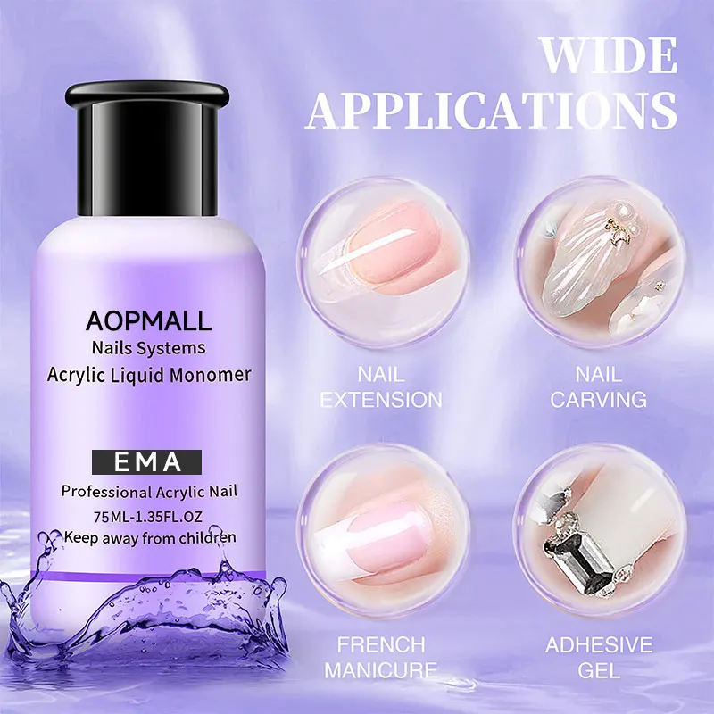 AOPMALL Private Label EMA мономер Акриловая жидкость для ногтей и акриловая пудра наращивания 3D Нейл-арт