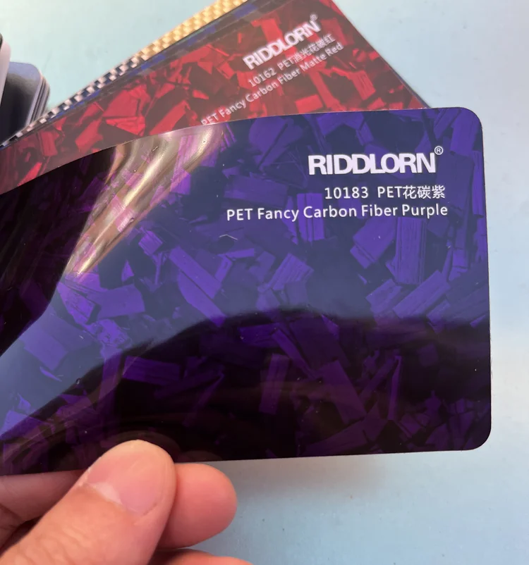 Auto PET Gloss packaging Self-adhesive vinyl film 5D6D7D blue carbon fiber auto exterior trim film protection