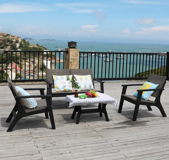 SUKK Garden Furniture Outdoor Indoors Plastic Sofa Set For Farmhouse