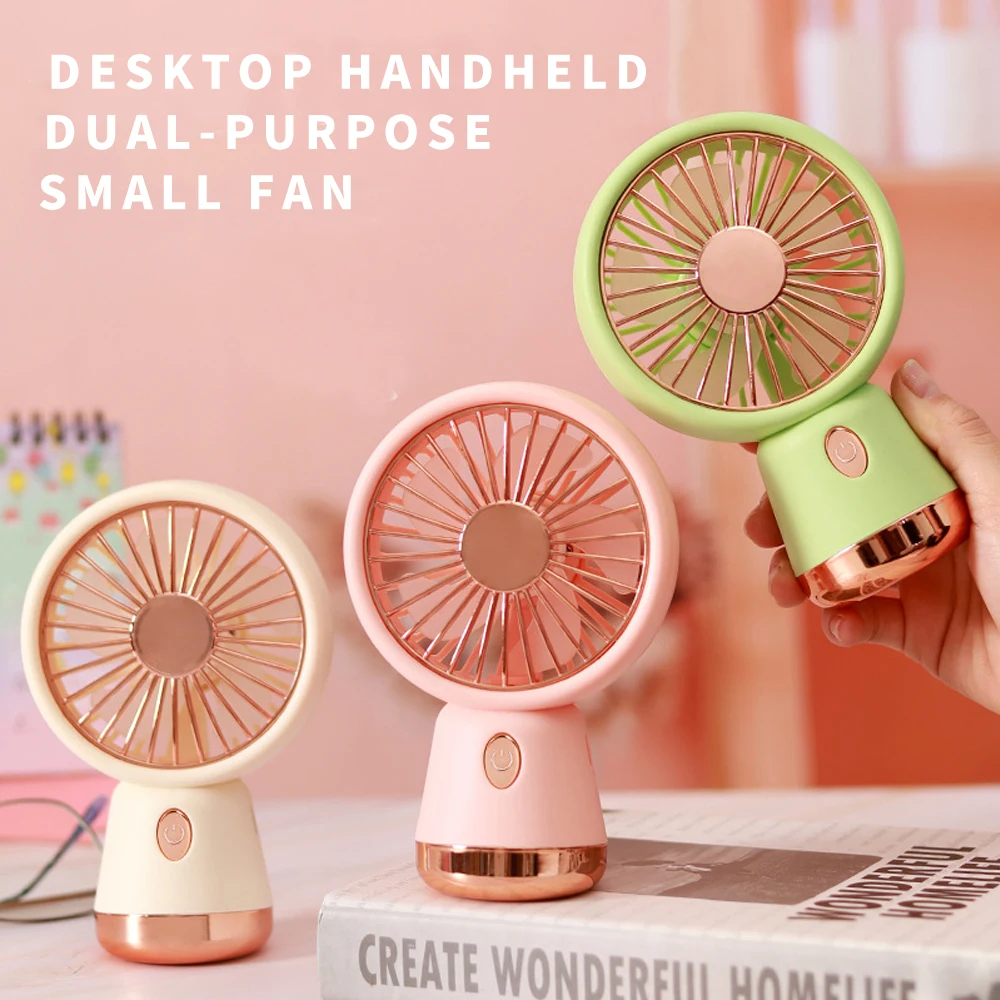Desktop Mini Fan Cross-border Three-speed High Wind USB Rechargeable Mute Handheld Small Electric Fan Gift