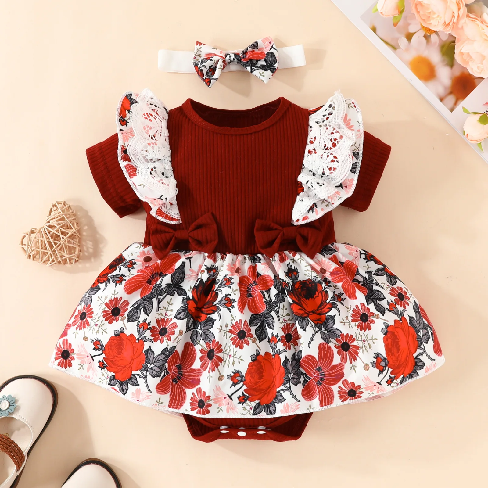 Wholesale baby outfits for 3-18 months floral design toddler girls dresses 2 pcs set newborn baby clothes