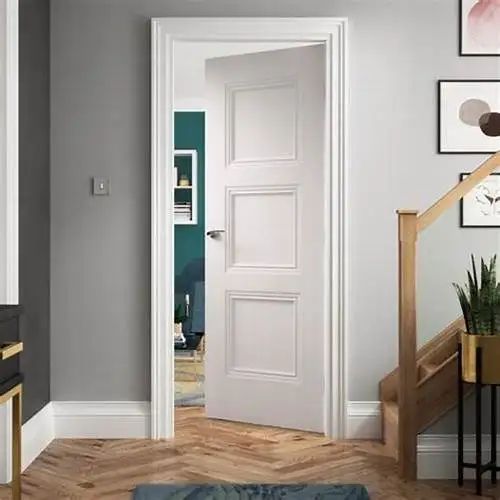 Cheap Price 3 Panels White Primed Hollow Core Mdf Wooden Interior Door For Houses