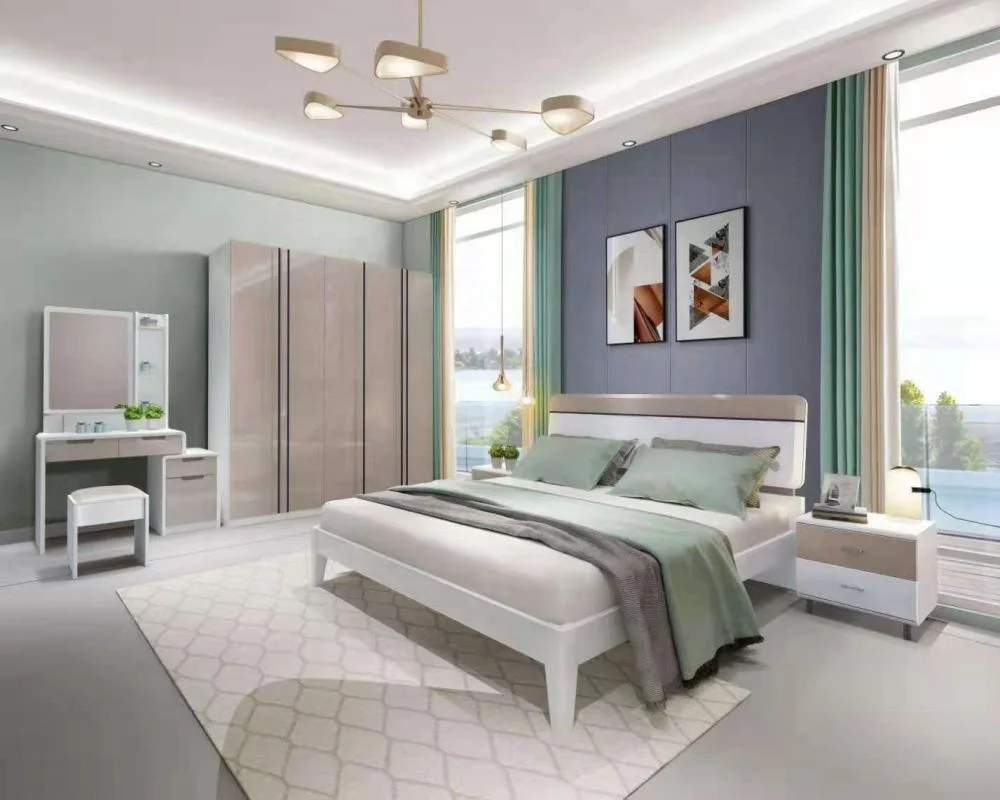 Современный дизайн, деревянные двуспальные кровати, индивидуальный комплект домашней мебели для спальни