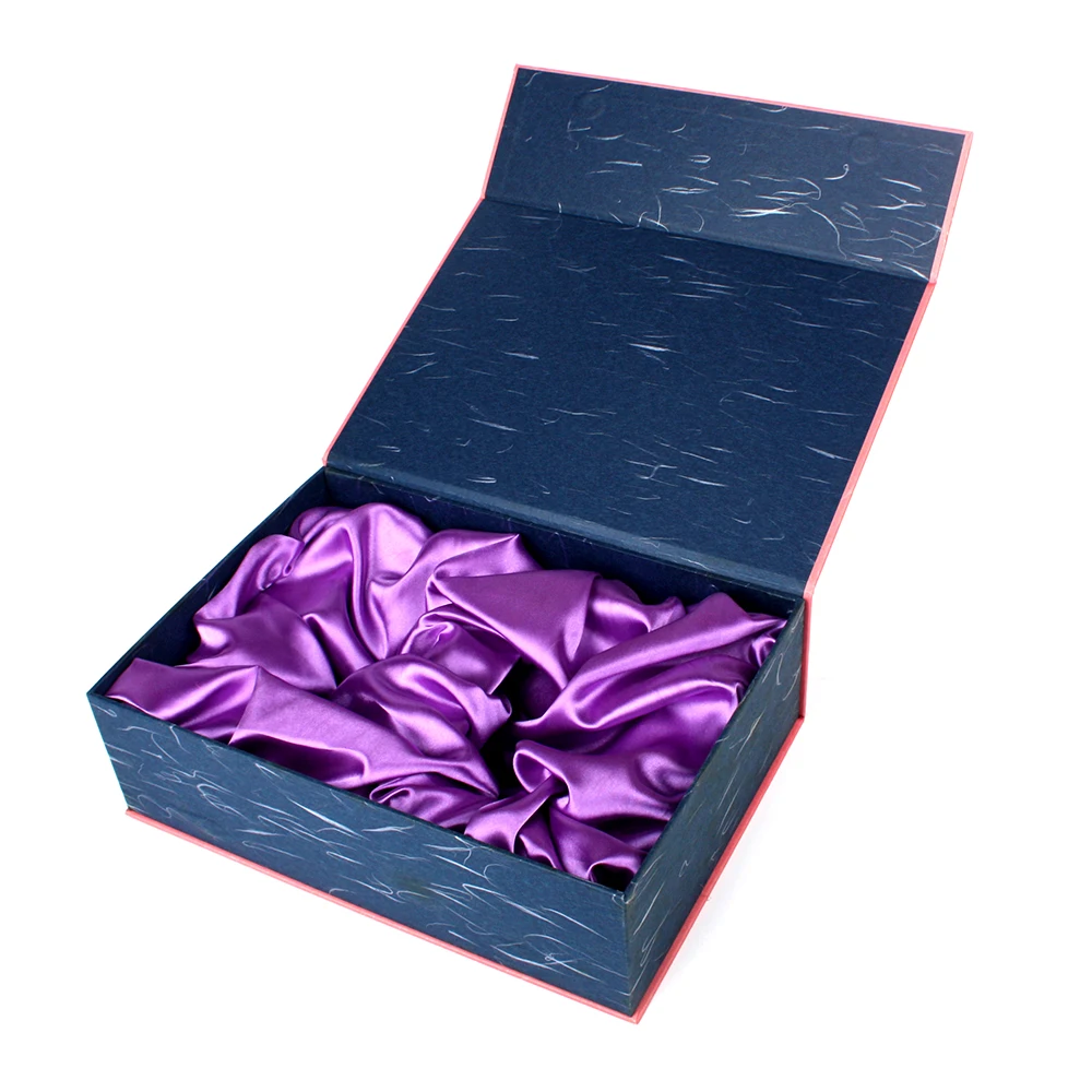 Custom Luxury Cardboard book shaped Gift Box Hair Packaging With Silk Cloth Inner Tray