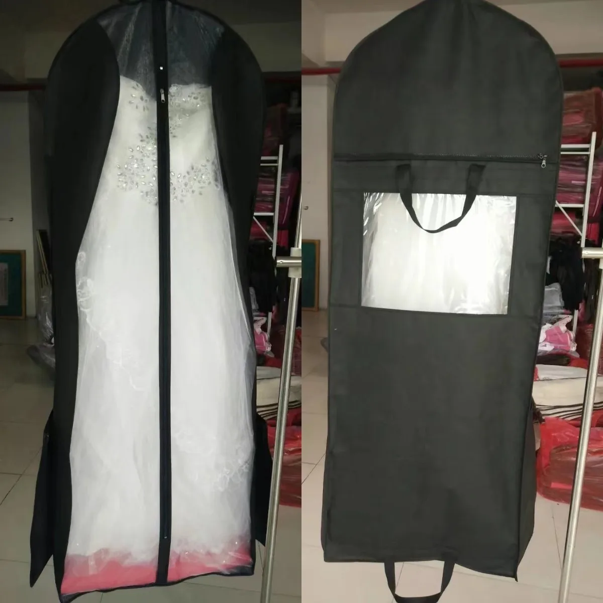 QUEENSGOWN black polyester garment bags OEM costume bags customization colour support printed logo