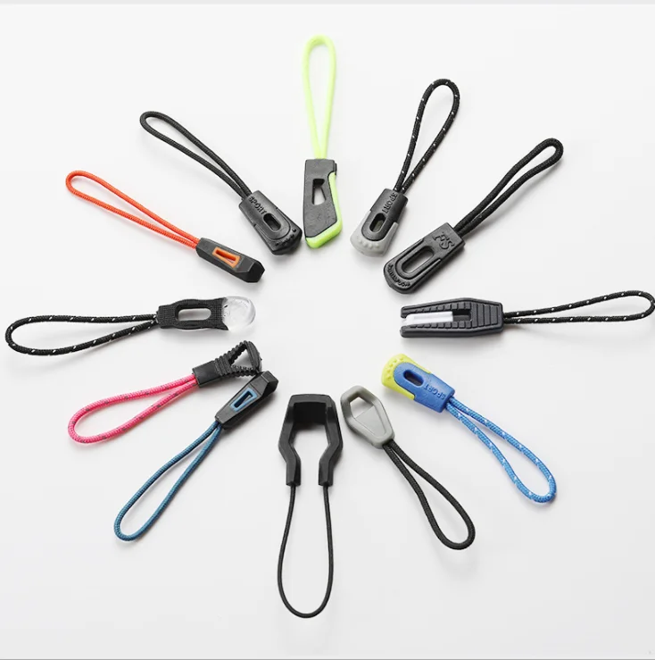 Clothing Plastic Zipper Sliders Silicone Non Lock Handle Tail String Pull Painted