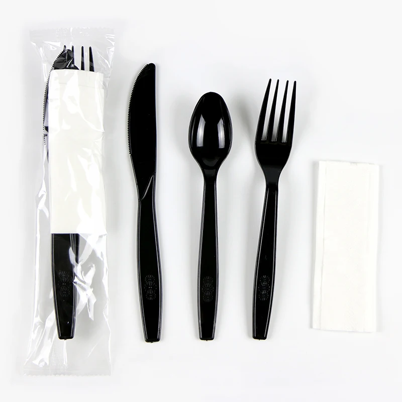 
Airplane plastic cutlery airline cutlery set plastic wrapped disposable plastic dinner kit 