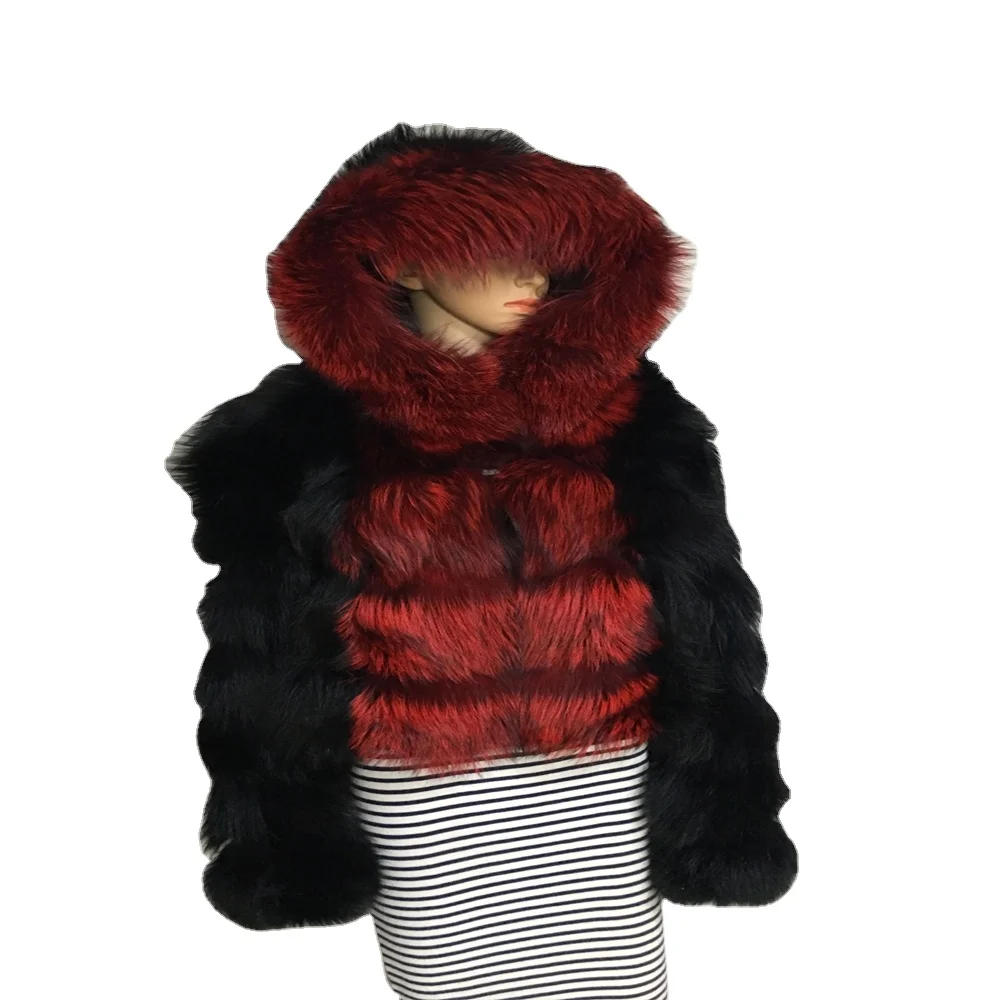 Fashion Style Short Real Fox Fur Coat Ladies Long Sleeve Natural fur jacket