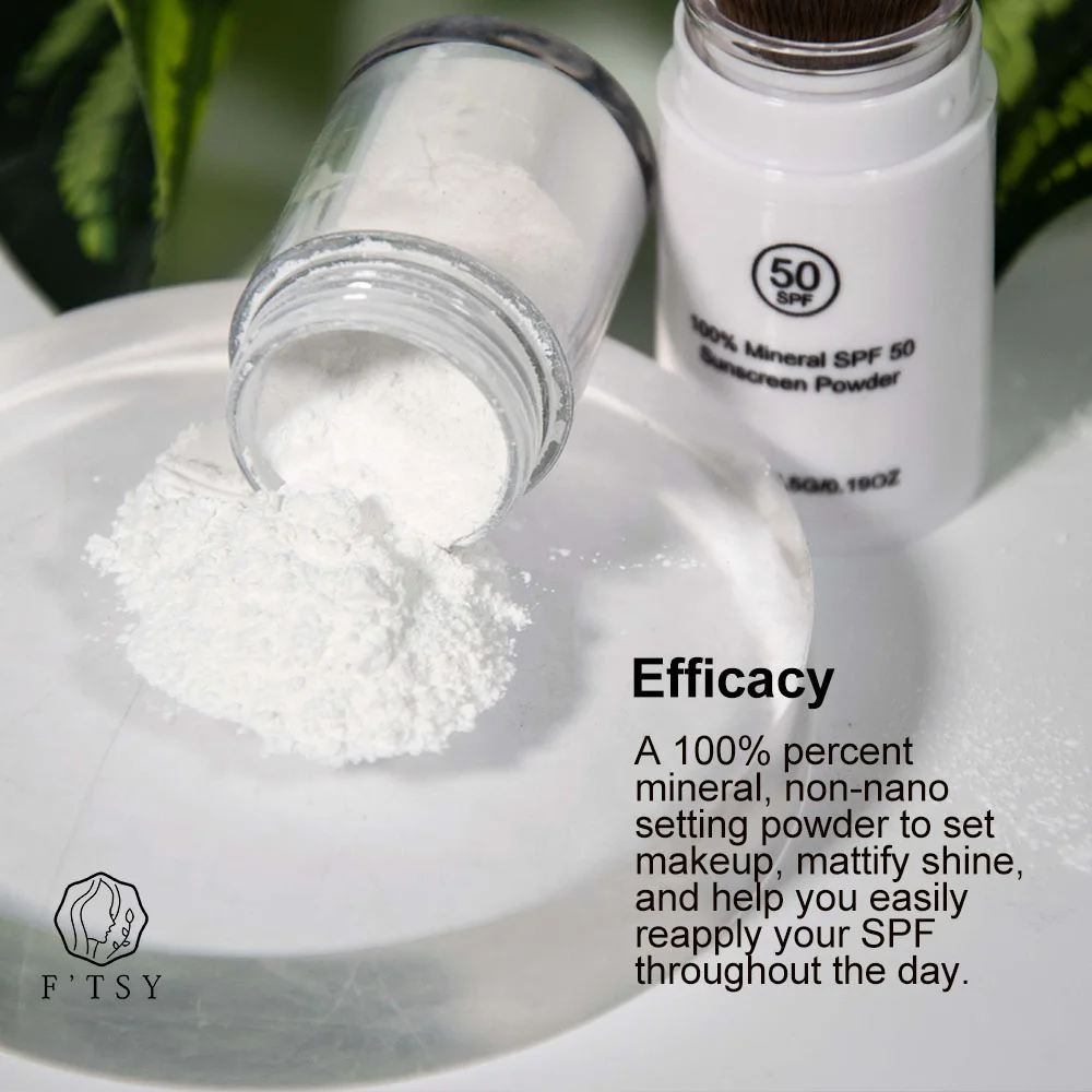 Private Label 100% Mineral Powder SPF 35 Vegan Broad Spectrum UVA UVB Protection Sunscreen Powder with Brush