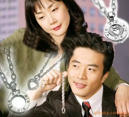 Stairway to Heaven Silver Necklace Heart Pendant Couple With Two Chains for Women Man Jewelry