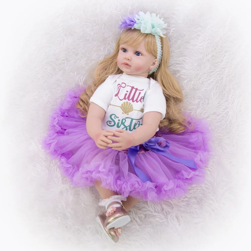 Limited Edition 24 inch Reborn Baby Doll 60 cm Silicone Soft Lifelike Newborn Purple Princess Dolls For Child Menina Brinquedos